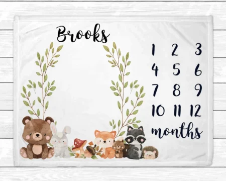 Woodland Monthly Baby Milestones Blanket