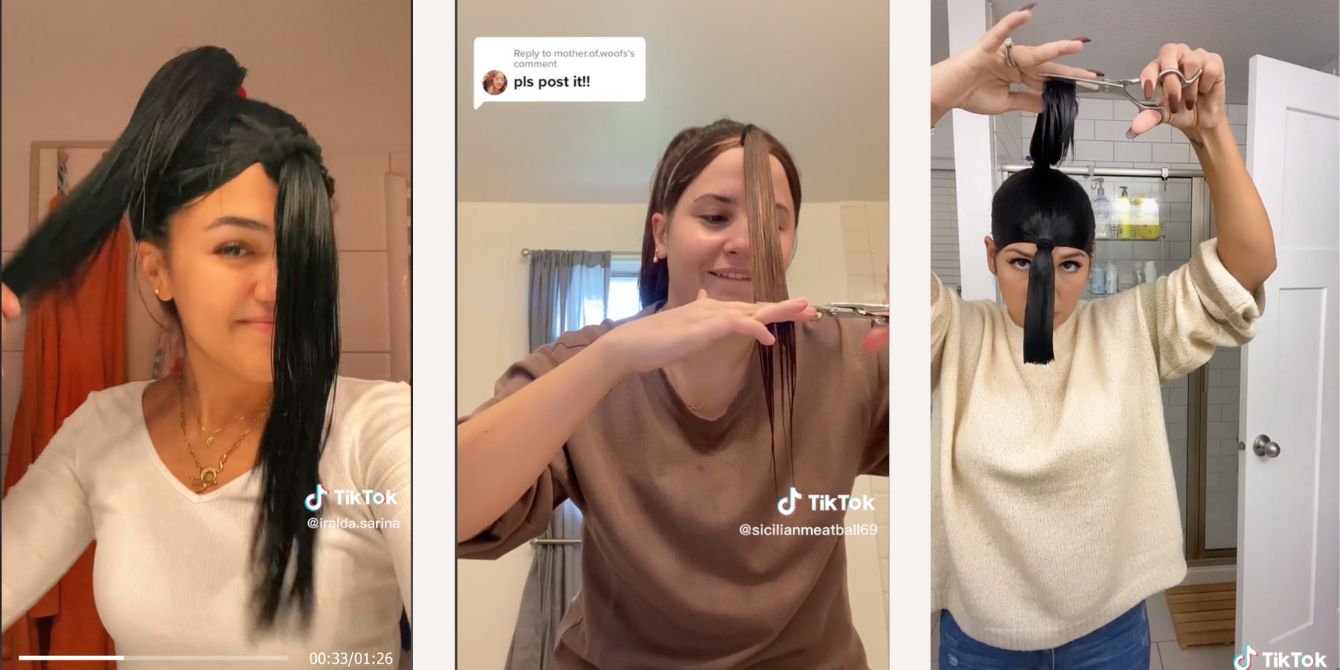 viral tiktok haircut collage- butterfly cut