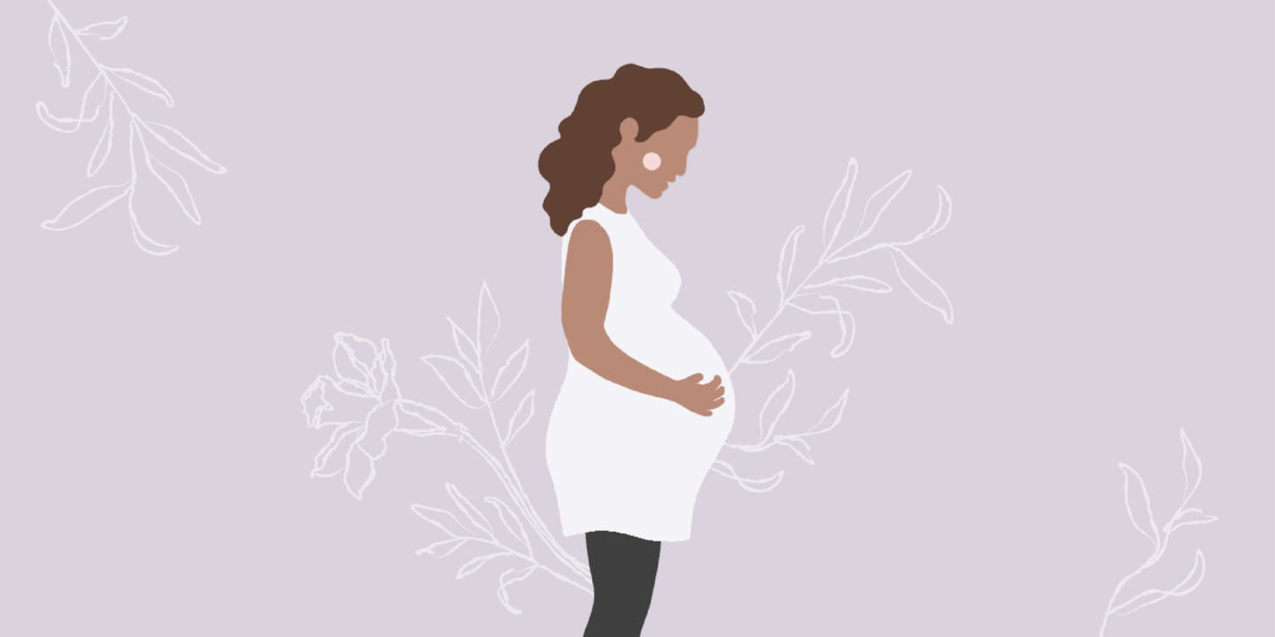 what is matrescence - illustration of pregnant woman holding her stomach