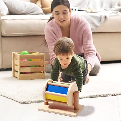 Tomlive Montessori Spinning Rainbow Drum