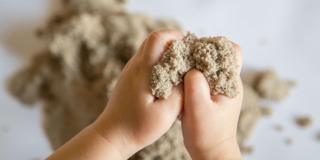 Homemade Kinetic Sand with 3 Ingredients - The Soccer Mom Blog