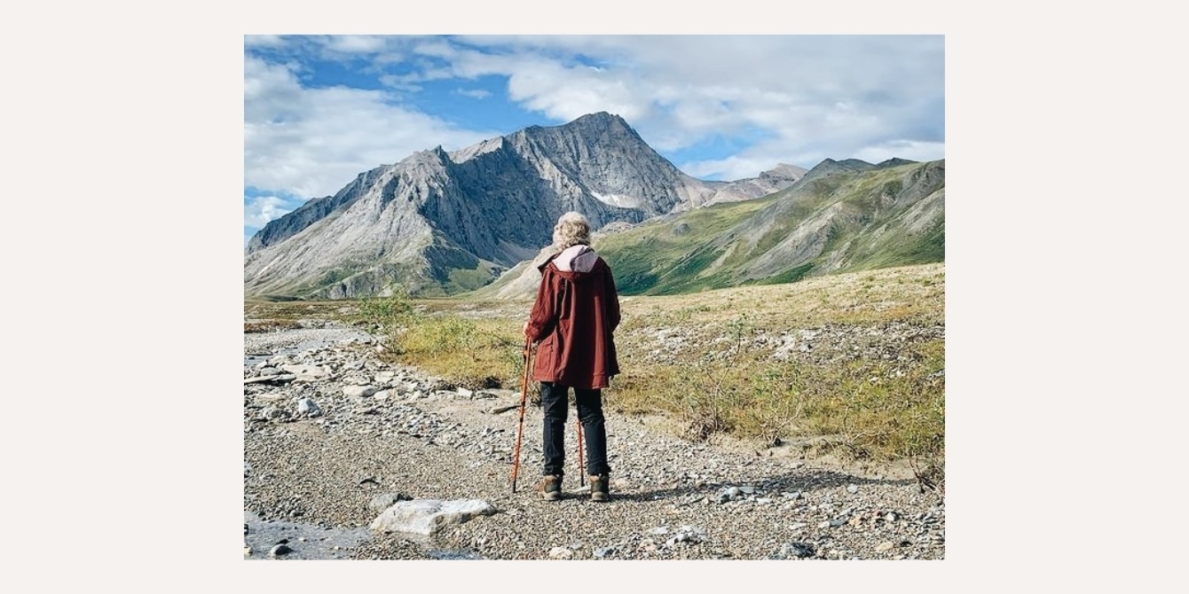 grandma joy hiking at a national park