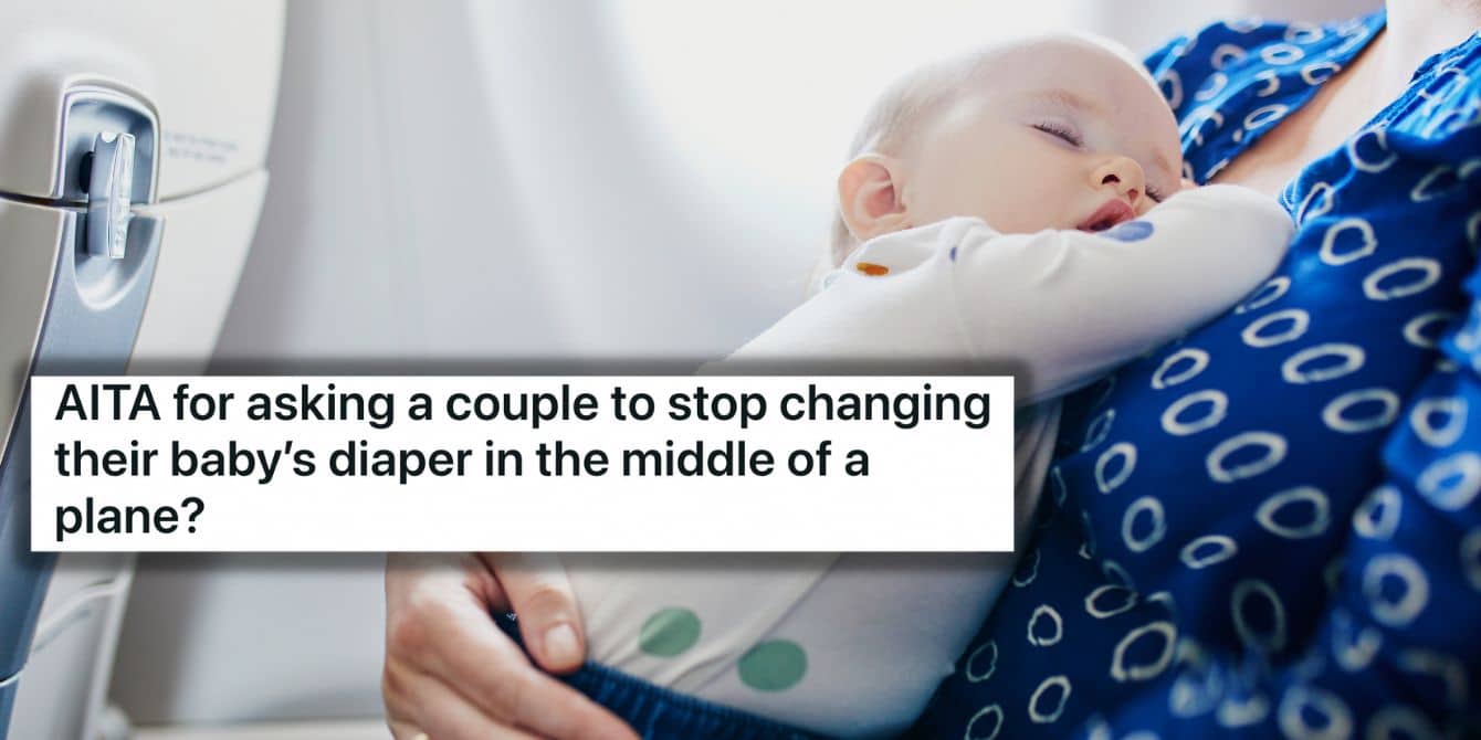 AITA Reddit post about changing a baby's diaper on a plane