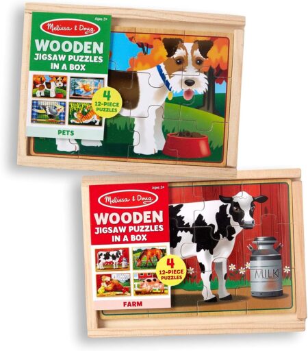 Melissa & Doug Animals 4-in-1 Wooden Puzzle Set