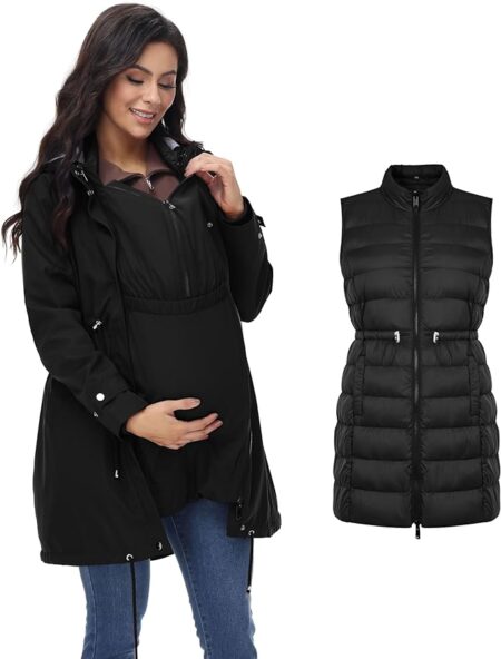 mama bpc bonprix collection Babywearable quilted black Winter jacket size  44 XL
