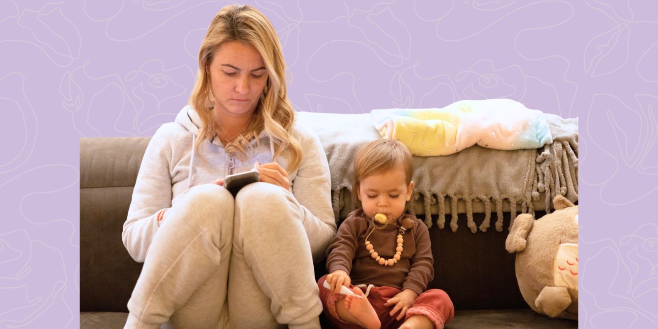 Babysitter sitting with toddler