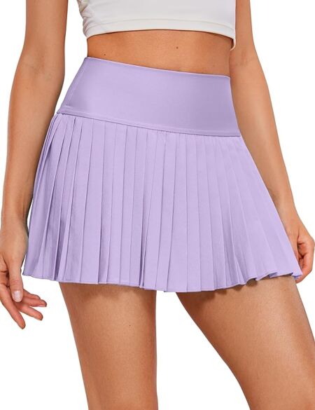 CRZ YOGA Women's High Waisted Pleated Tennis Skirt