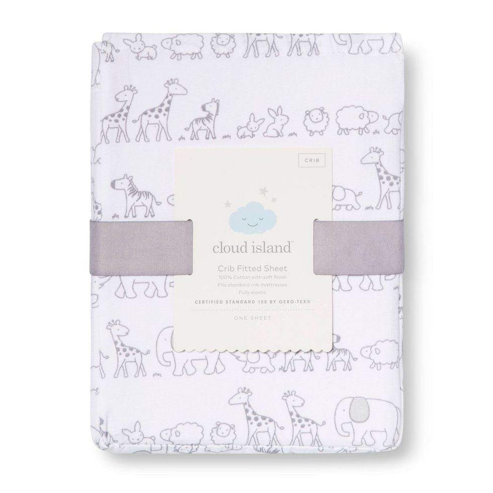 Fitted Crib Sheet Two by Two - Cloud Islandu2122 Gray