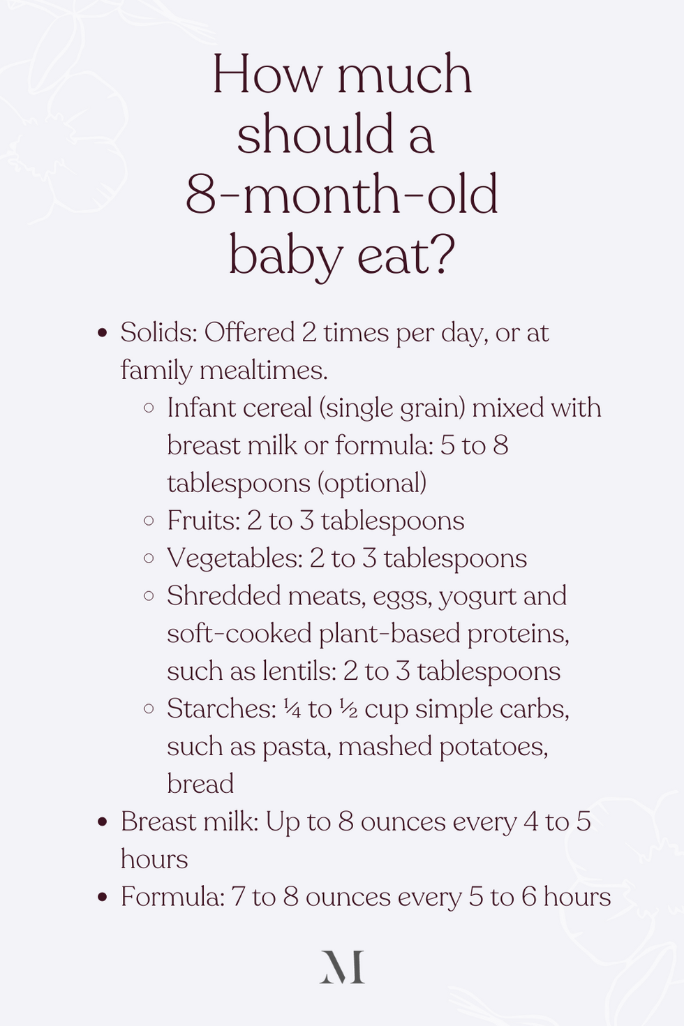 8 month old baby feeding schedule motherly