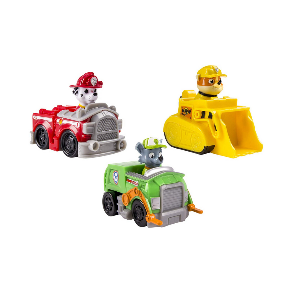 Paw Patrol Racers 3-Pack Vehicle Set, Marshall, Rocky, Rubble