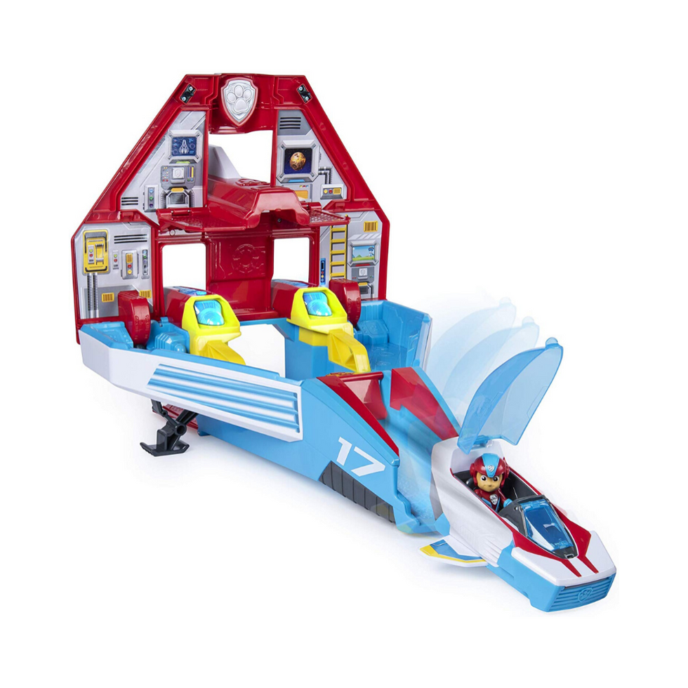 Paw Patrol, Super Paws, 2-in-1 Transforming Mighty Pups Jet Command Center with Lights                     and Sounds