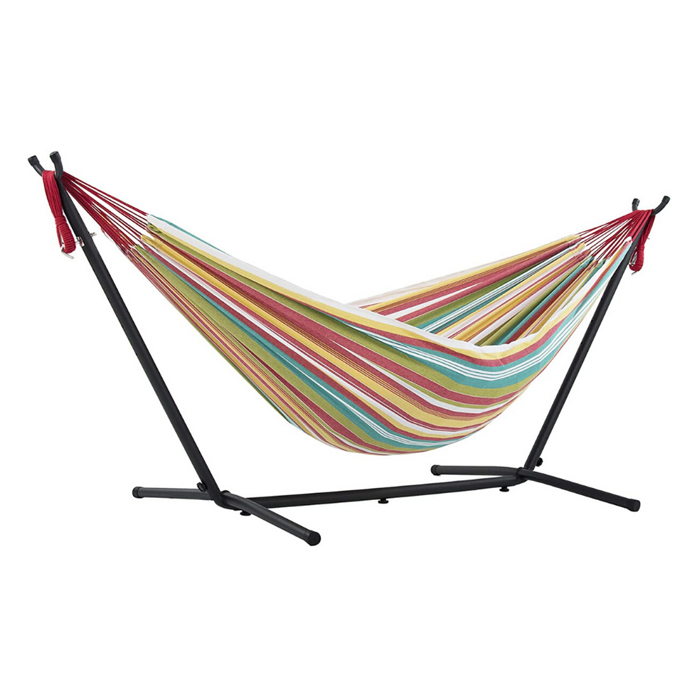 Everything you need to turn your backyard into the ultimate oasis (for you + your kids) stand hammock