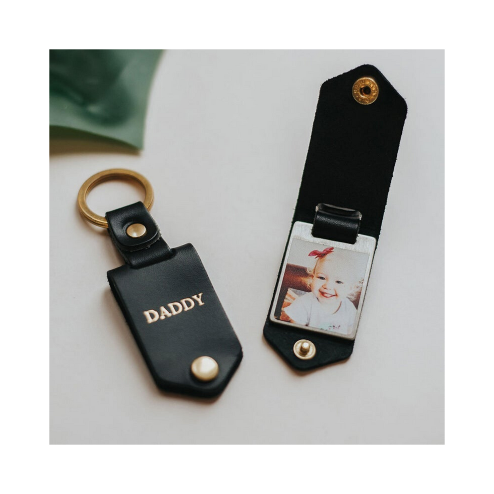 Personalized Photo Keyring in Leather Case