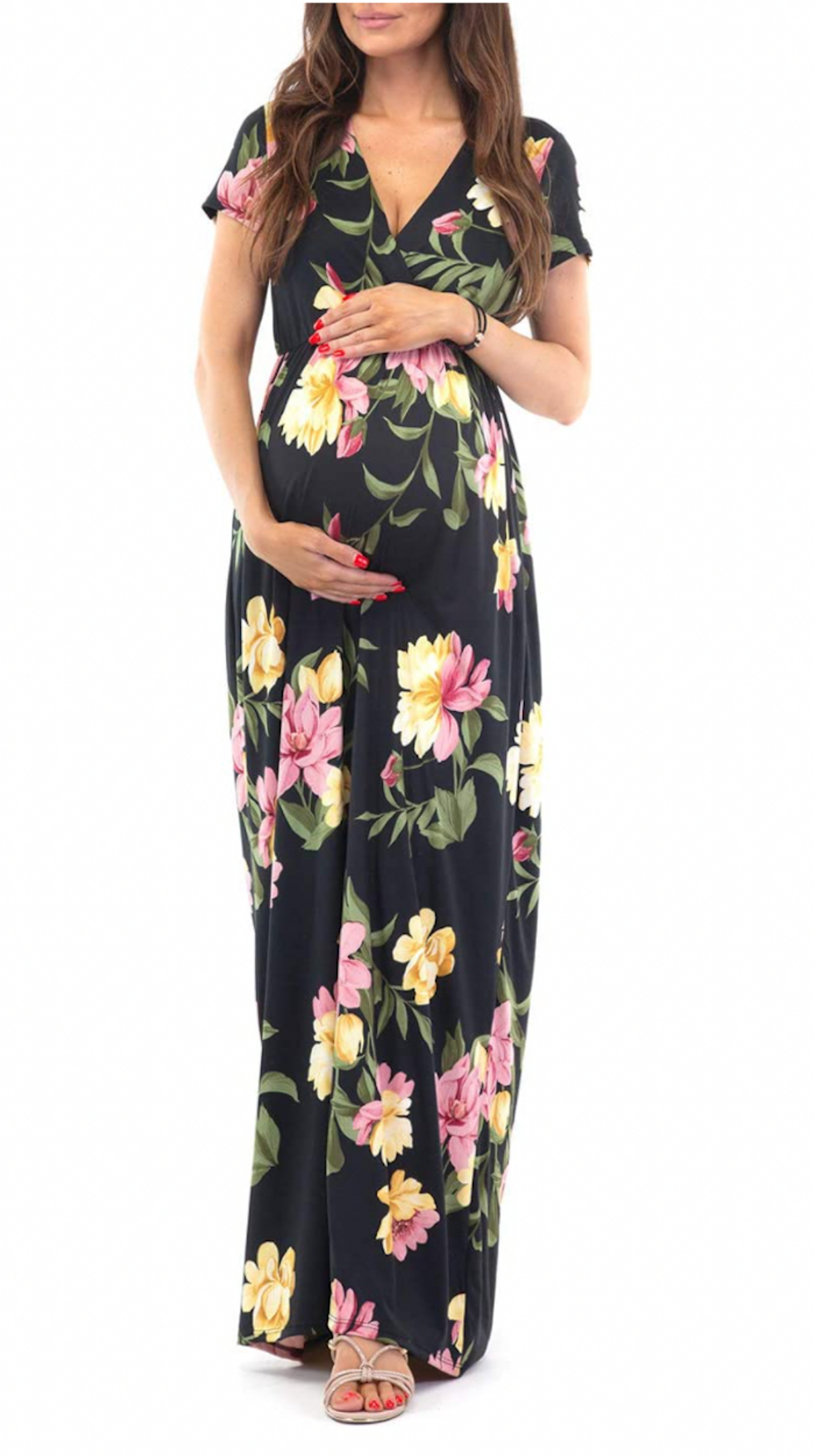 black-floral-maternity-knit-maxi-dress