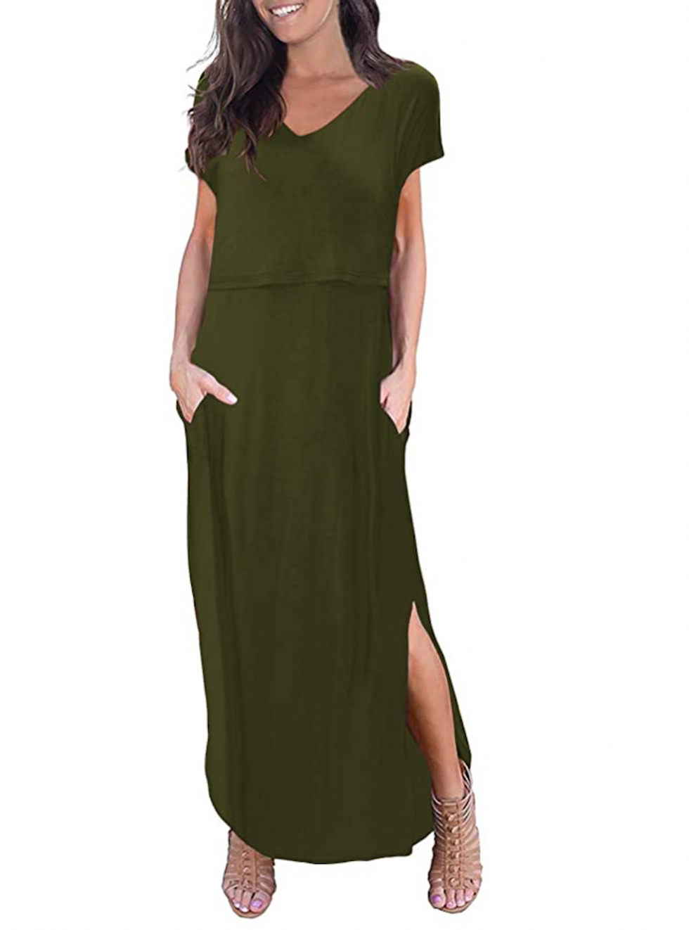 army-green-nursing-maternity-dress