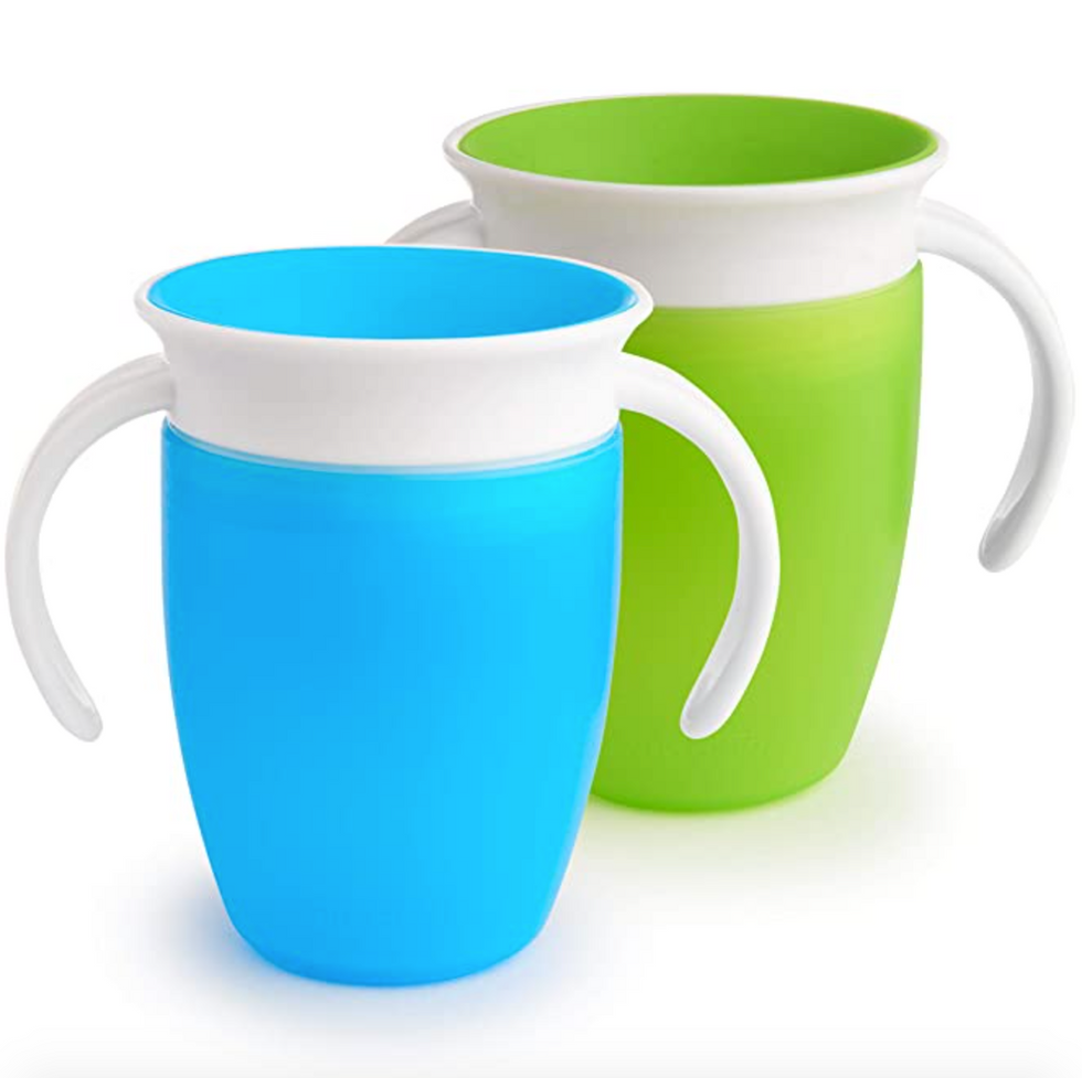Munchkin Miracle 360 Trainer Cup, Green/Blue, 7 Oz, 2 Count