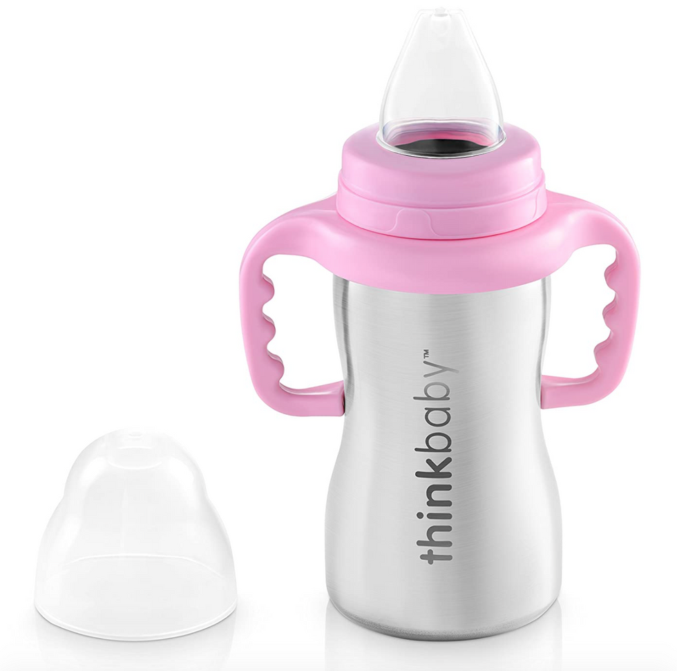 Thinkbaby Stainless Steel Sippy Cup, Pink (9 ounce)