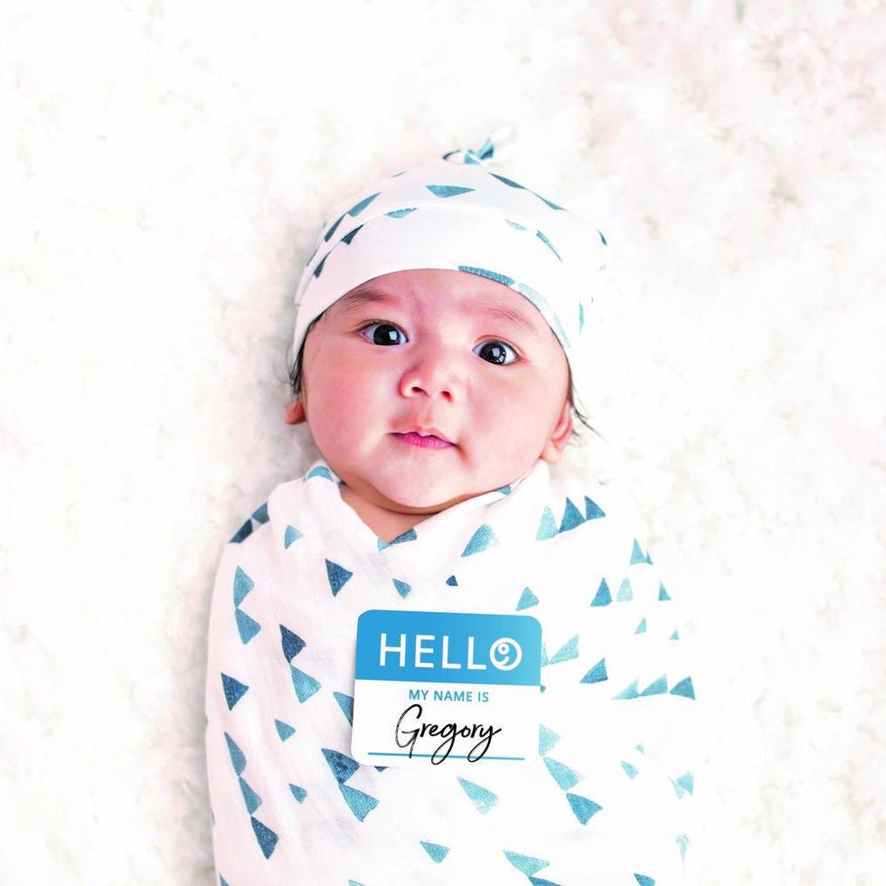 Lulujo hello world navy triangles