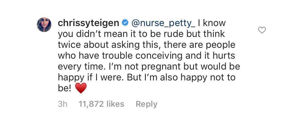 chrissy teigen just perfectly explained why no one should ask a woman if shes pregnant 0 Motherly