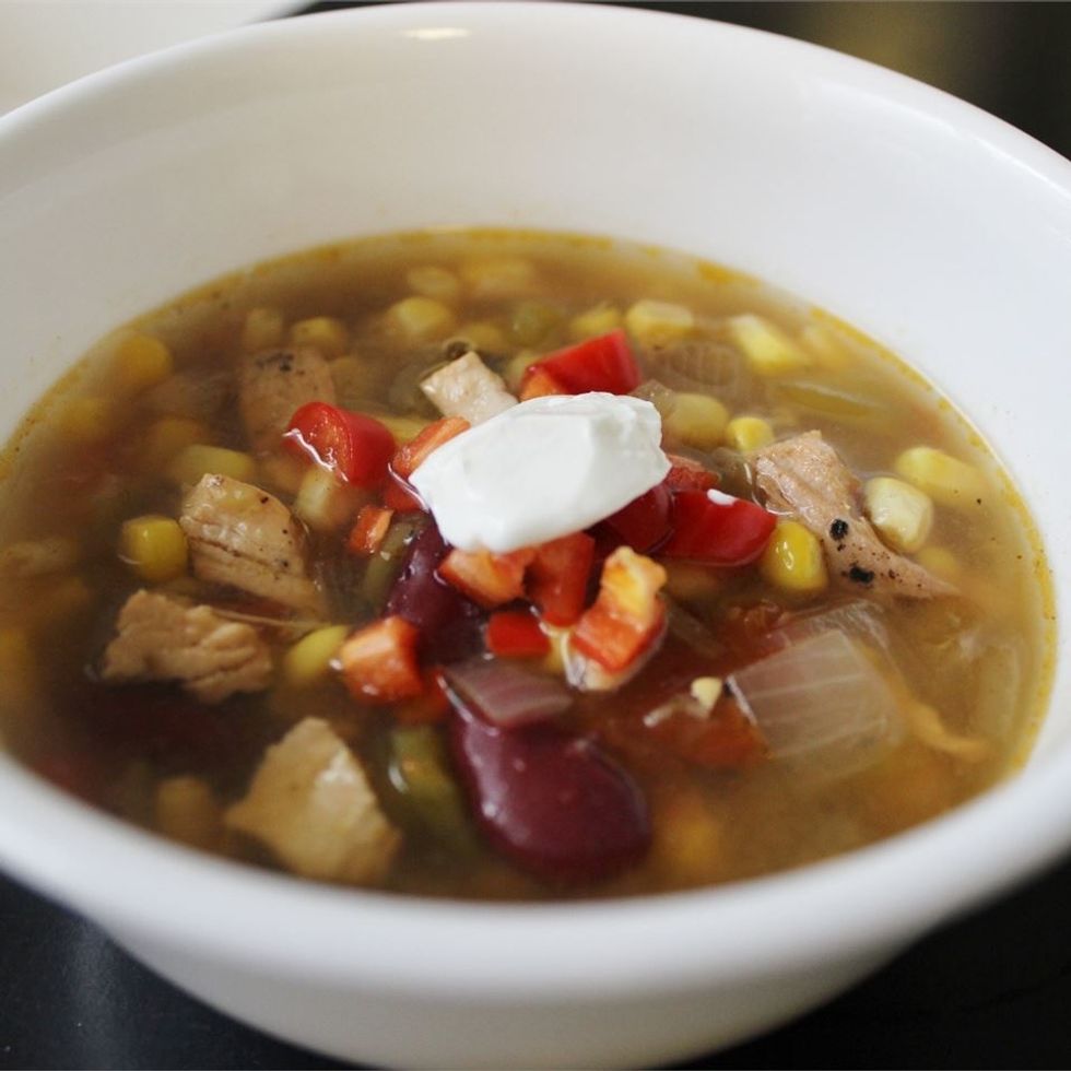 Southwest black bean chicken soup