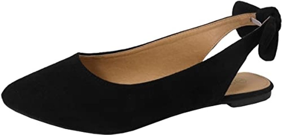 jynx Women's Slingback Bow Pointed Toe Fashion Ballet Flat Mule