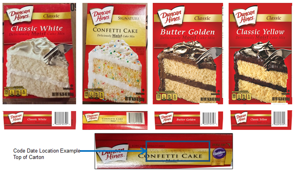 duncan hines cake mix recall 0