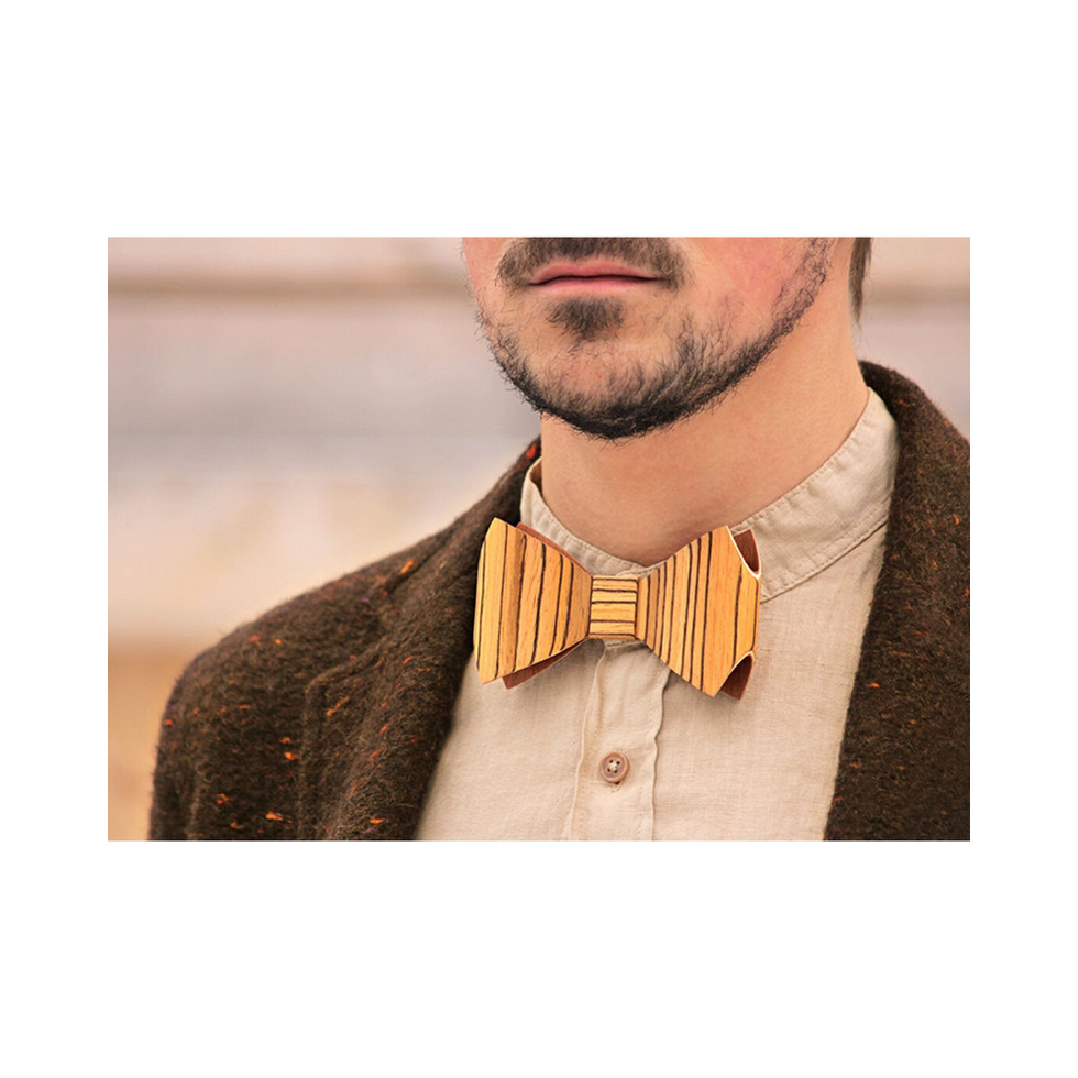 Wooden Bow Tie - Zebrawood / Gift for Men