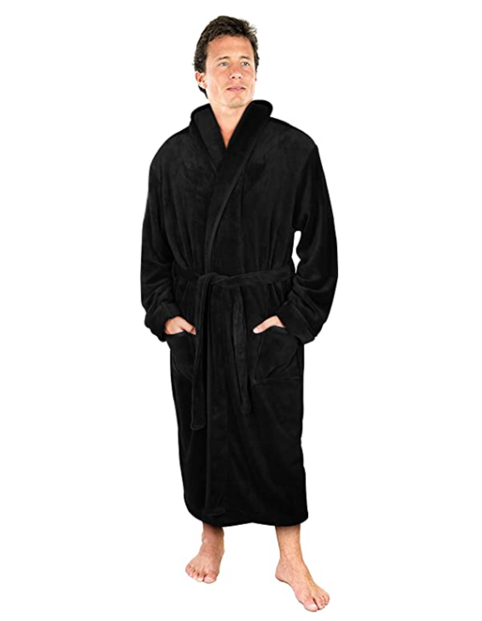 Mens-fleece-spa-robe-in-black