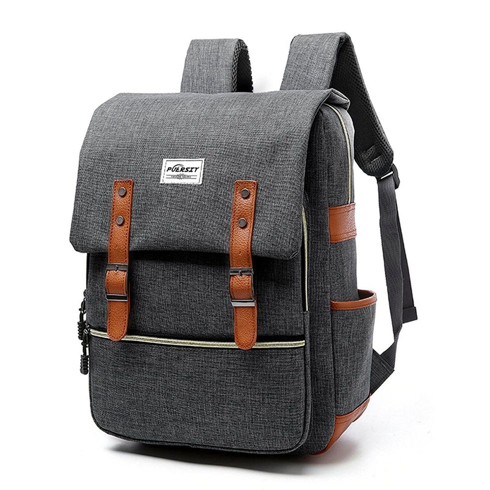 Vintage-laptop-backpack-grey-and-leather