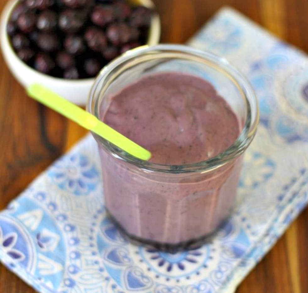 Frozen fruit smoothie with avocado