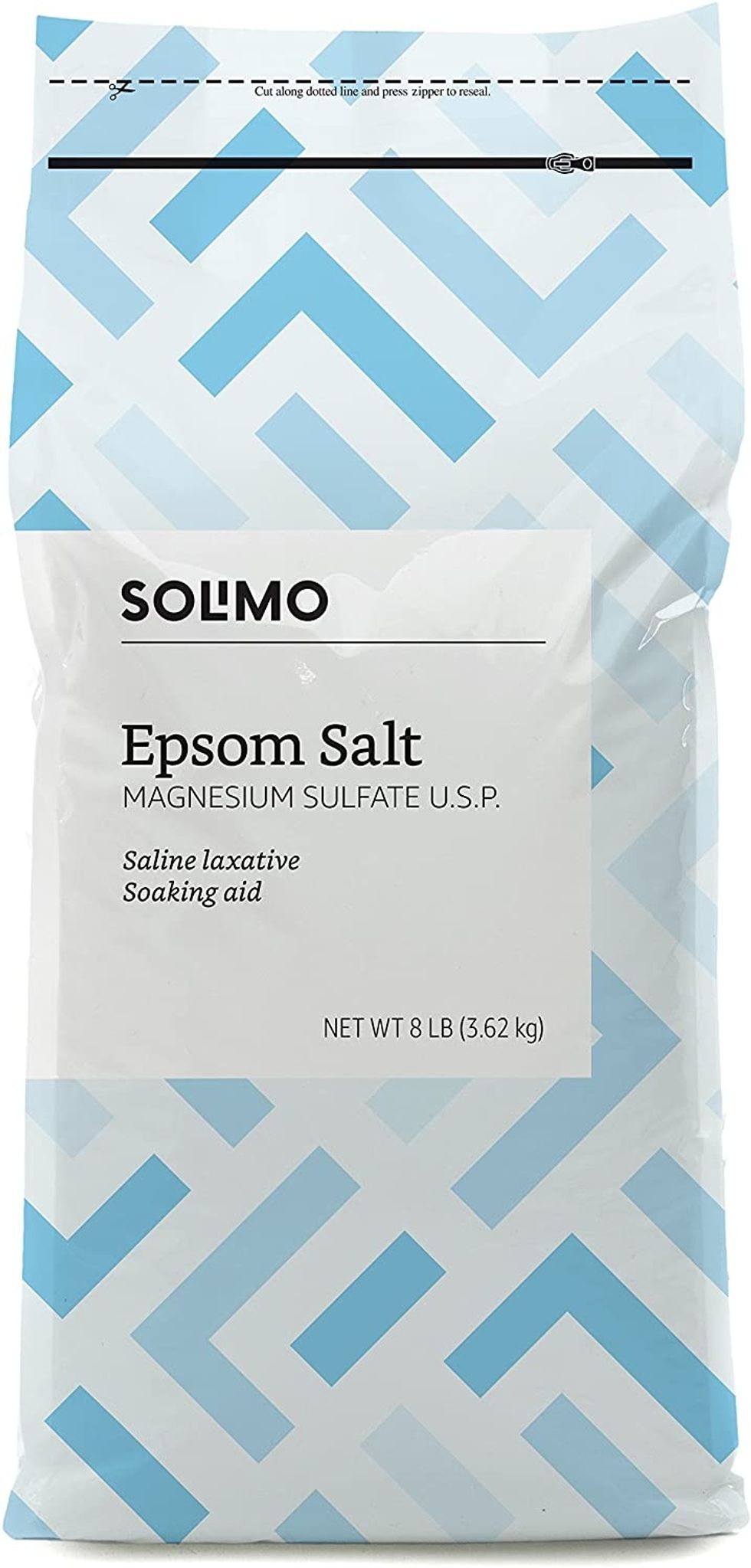 Solimo Epsom Salt Soak, Magnesium Sulfate USP, 8 Pound