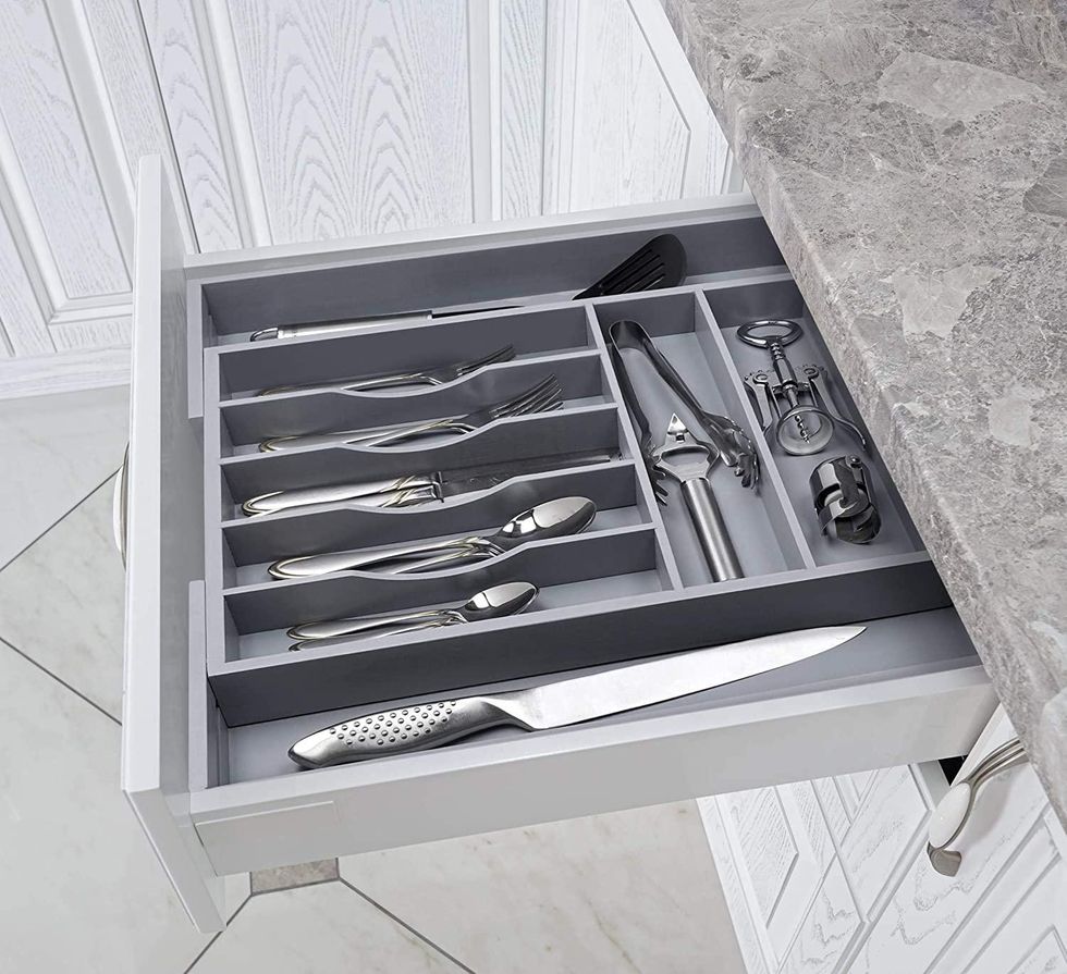 Expandable Bamboo Silverware Drawer Organizer