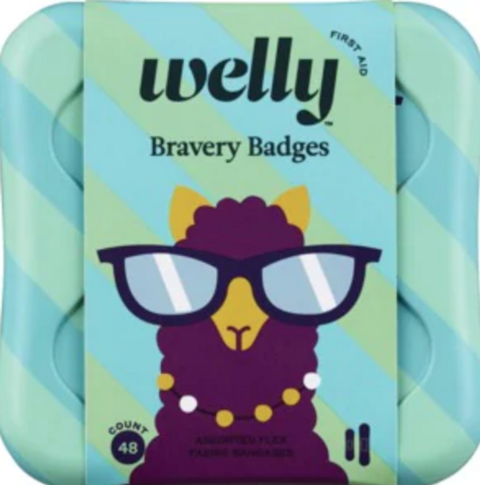 Welly Kids Bravery Badges Assorted Unusual Pets Flex Fabric Bandages with Llamas, Narwhals & Sloths- 48 CT