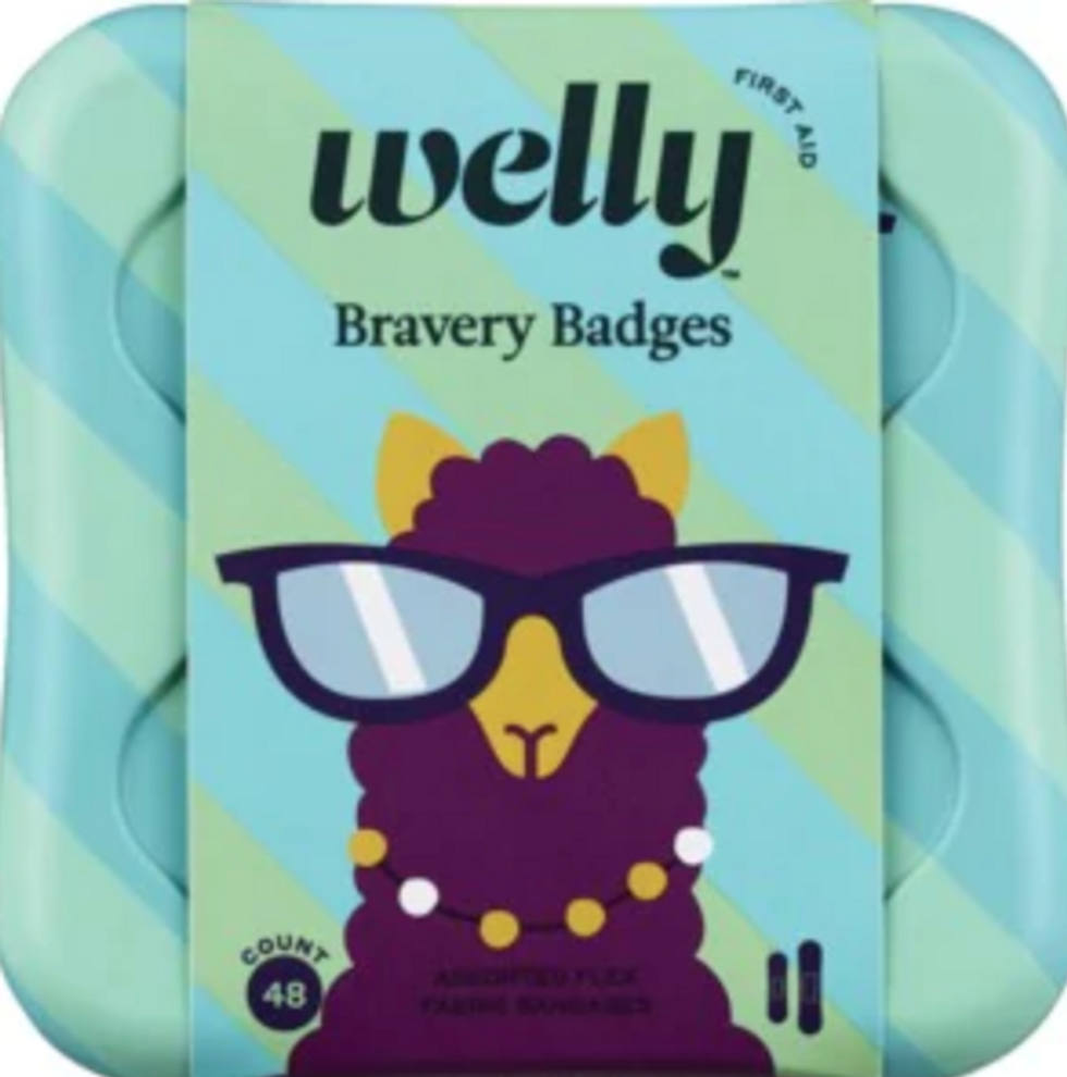 Welly Kids Bravery Badges Assorted Unusual Pets Flex Fabric Bandages with Llamas,                     Narwhals & Sloths- 48 CT