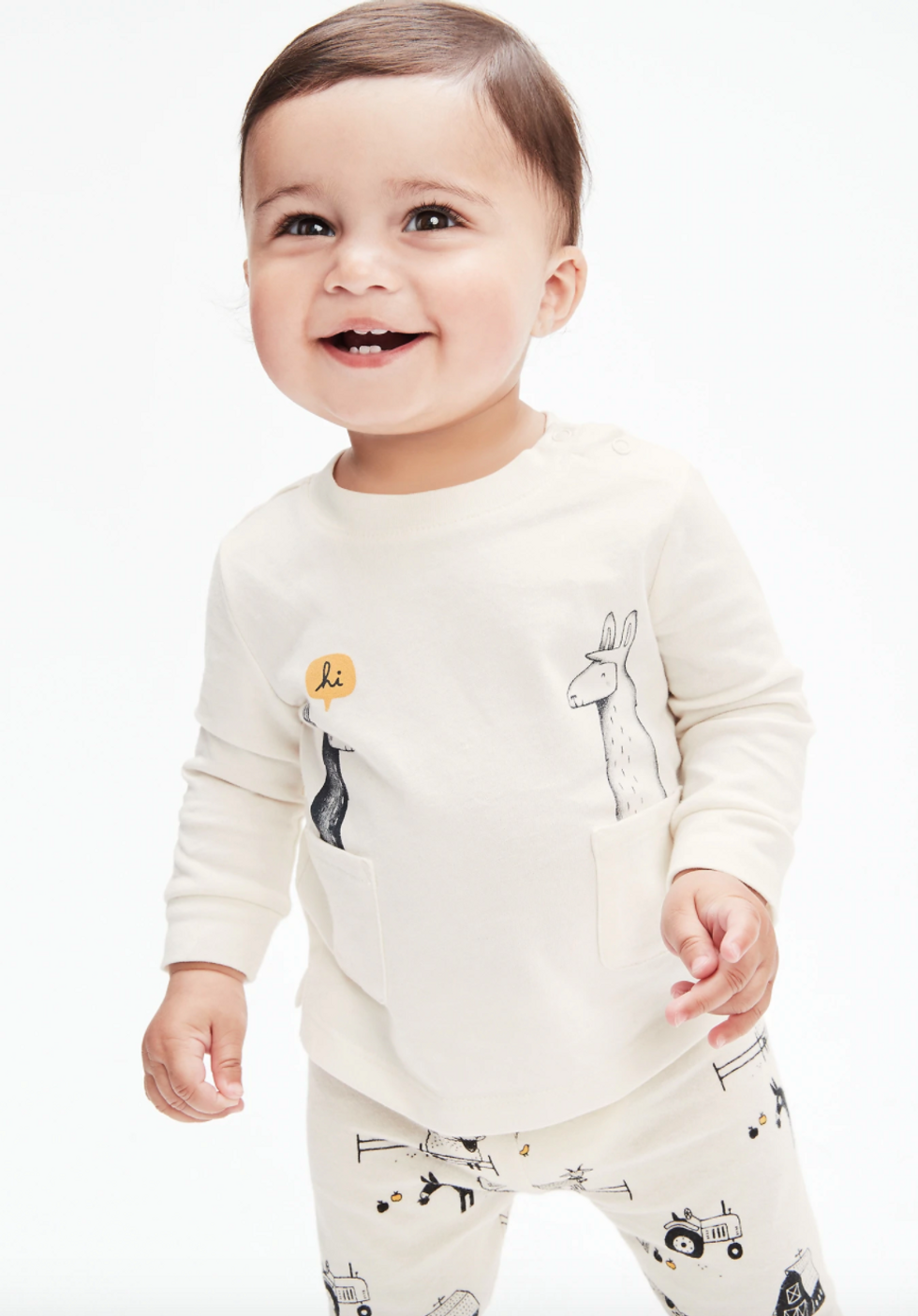 Baby Organic Two Pocket Llama Shirt