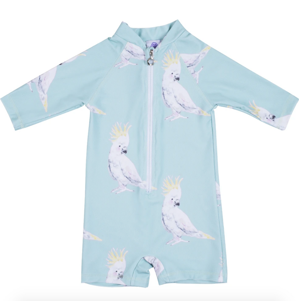 Cheeky Chickadee Green Cockatoo Unisex Zip Swimmers