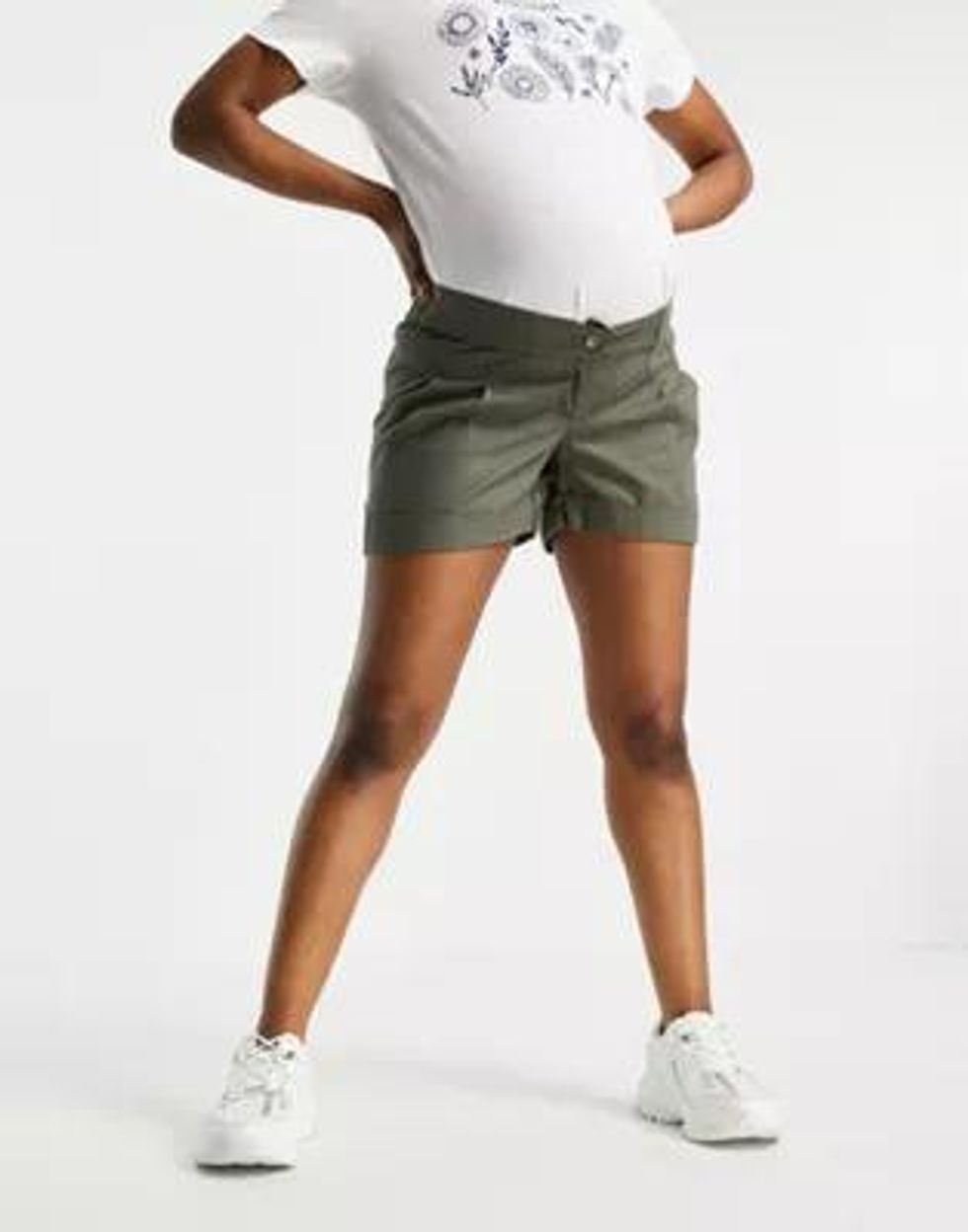 ASOS DESIGN Maternity Pleat Front Linen Wide Leg Short