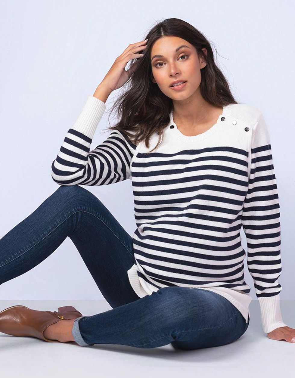 Seraphine Nautical Cotton Maternity and Nursing Sweater