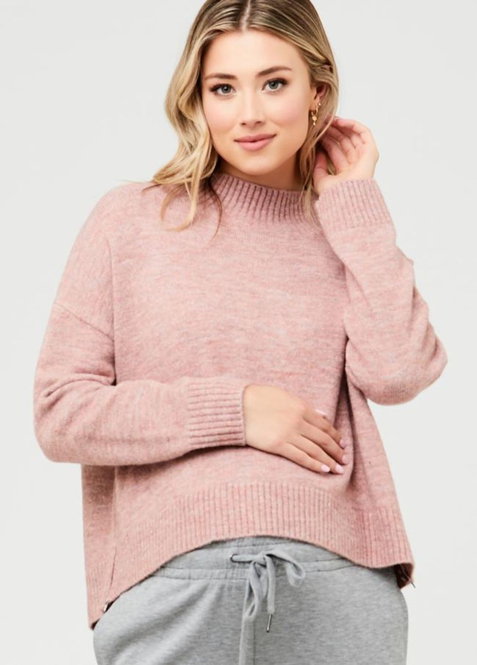 Ingrid + Isabel Rip Jade Crop Nursing Sweater
