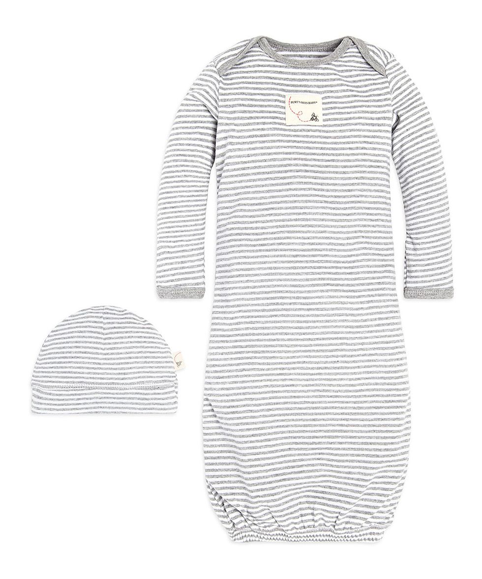 burts bees baby gown and cap