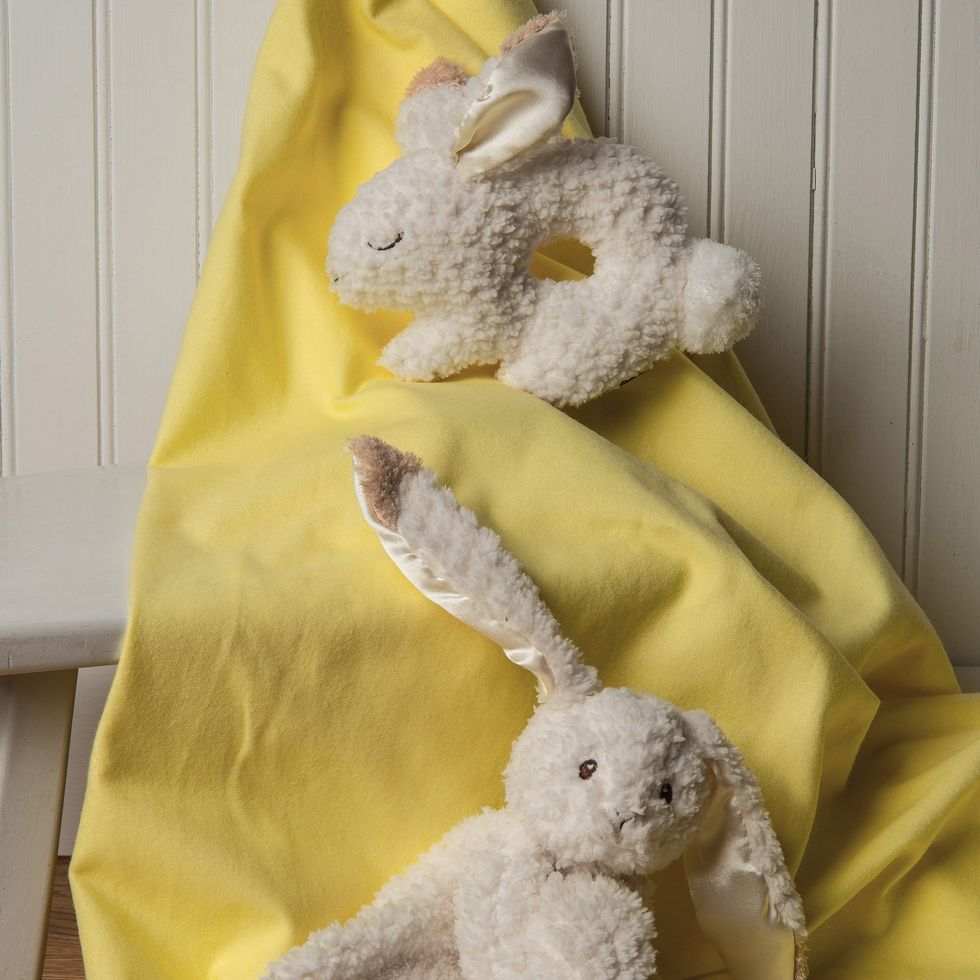 Mary Meyer oatmeal bunny lovey and rattle set