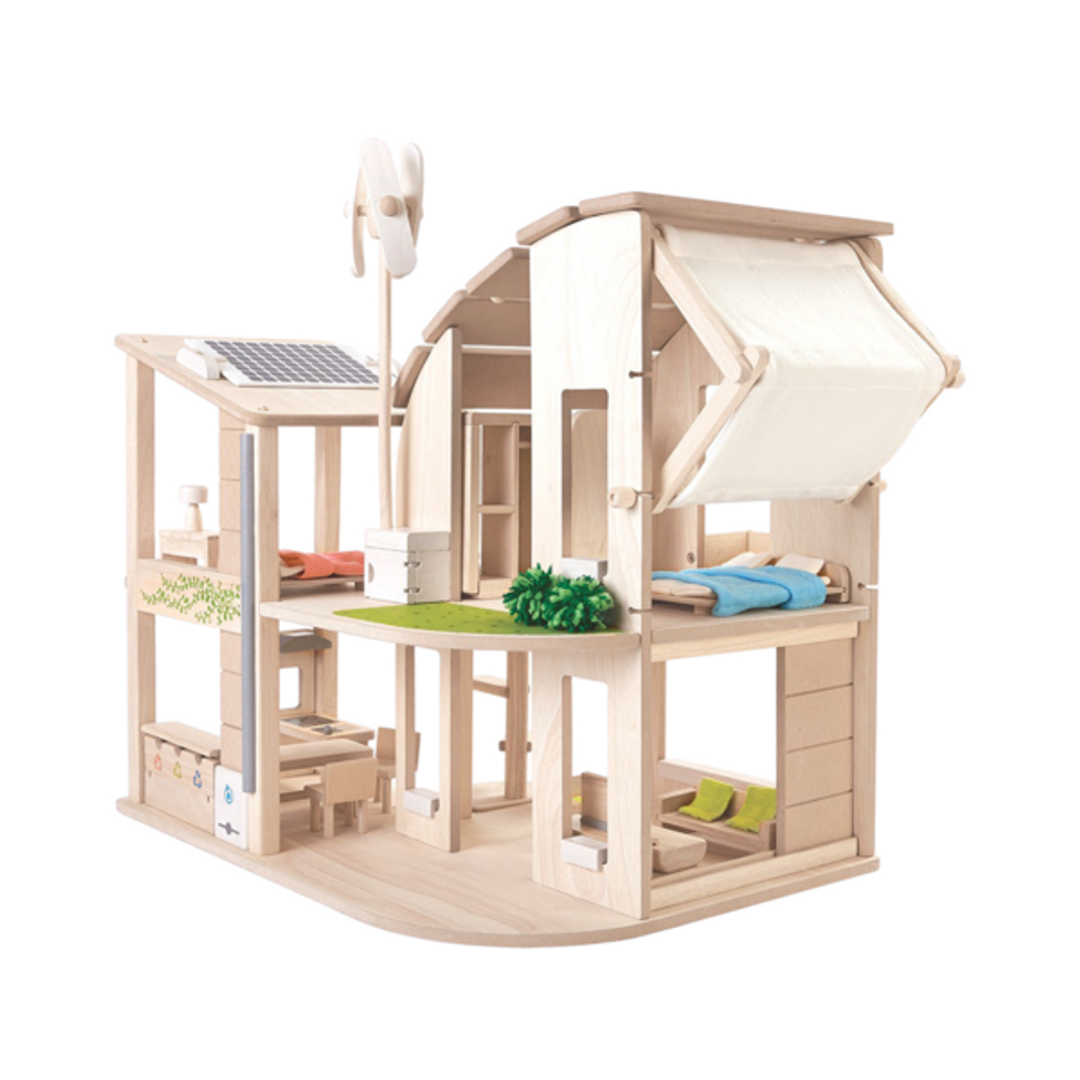 Plan Toys wooden green dollhouse