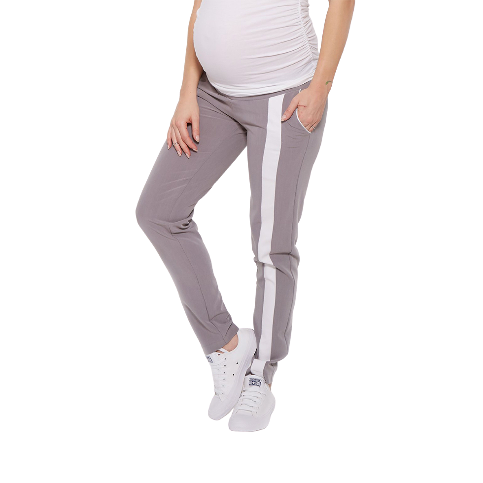 Stowaway Collection Maternity drawstring racing stripe maternity pant