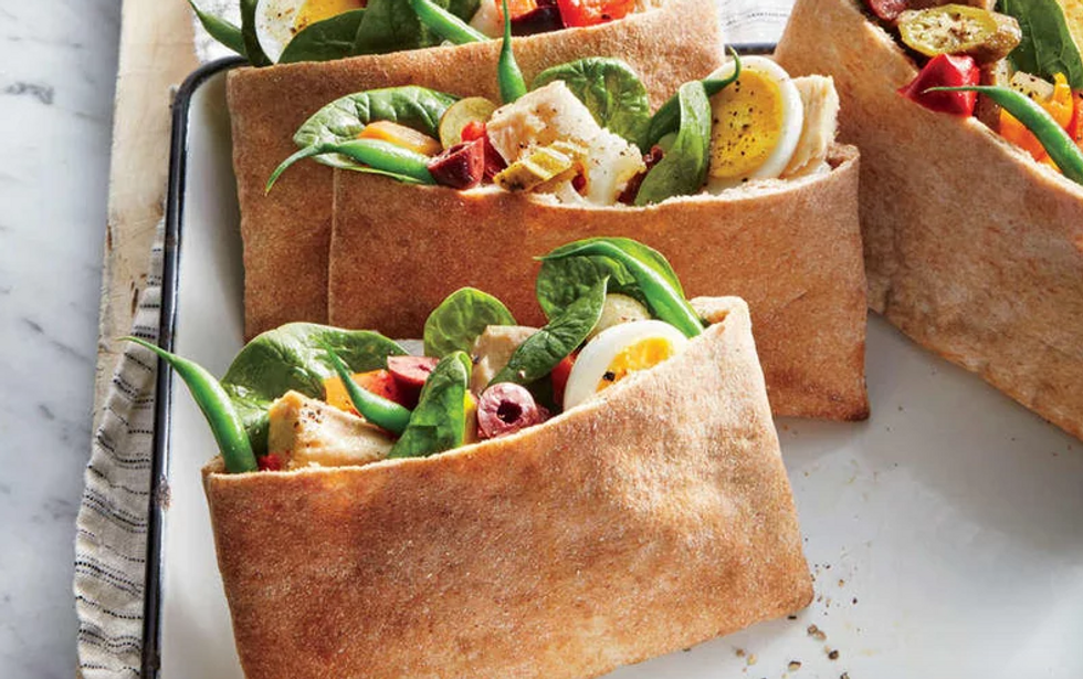 Tuna and pickled vegetable pita pockets