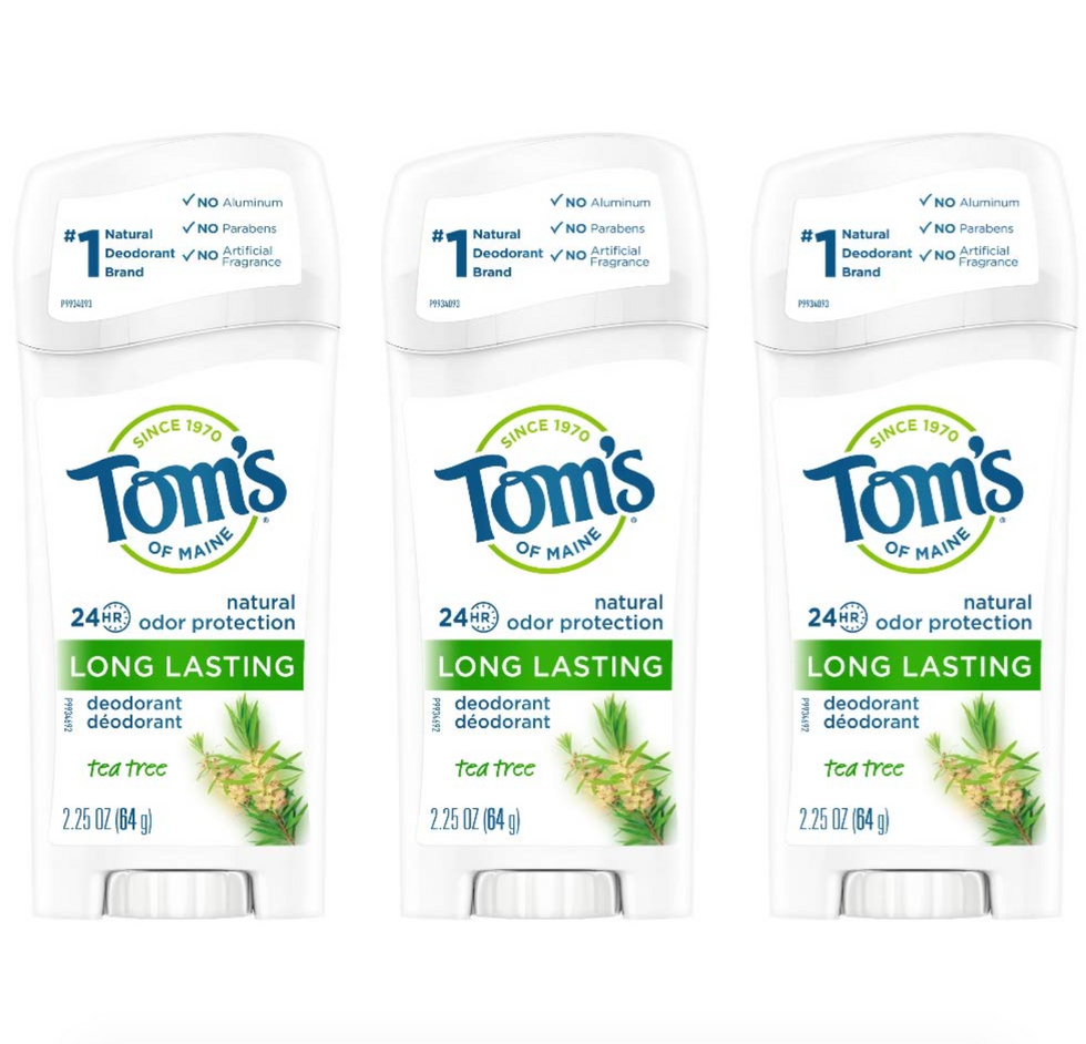 Tom's of Maine Natural Long Lasting Deodorant Multi Pack, Aluminum Free Deodorant,      Natural Deodorant, Tea Tree, 2.25 Ounce, Pack of 3