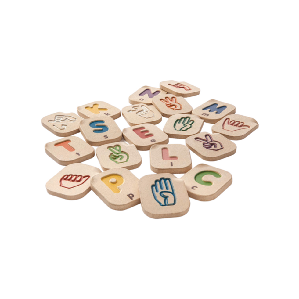 Plan Toys hand sign tiles