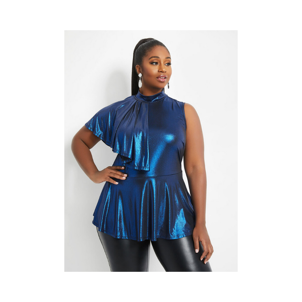 METALLIC OVERLAY PEPLUM