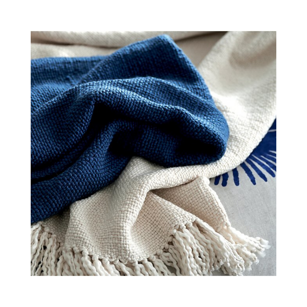 Styles Blue Fringe Throw Blanket