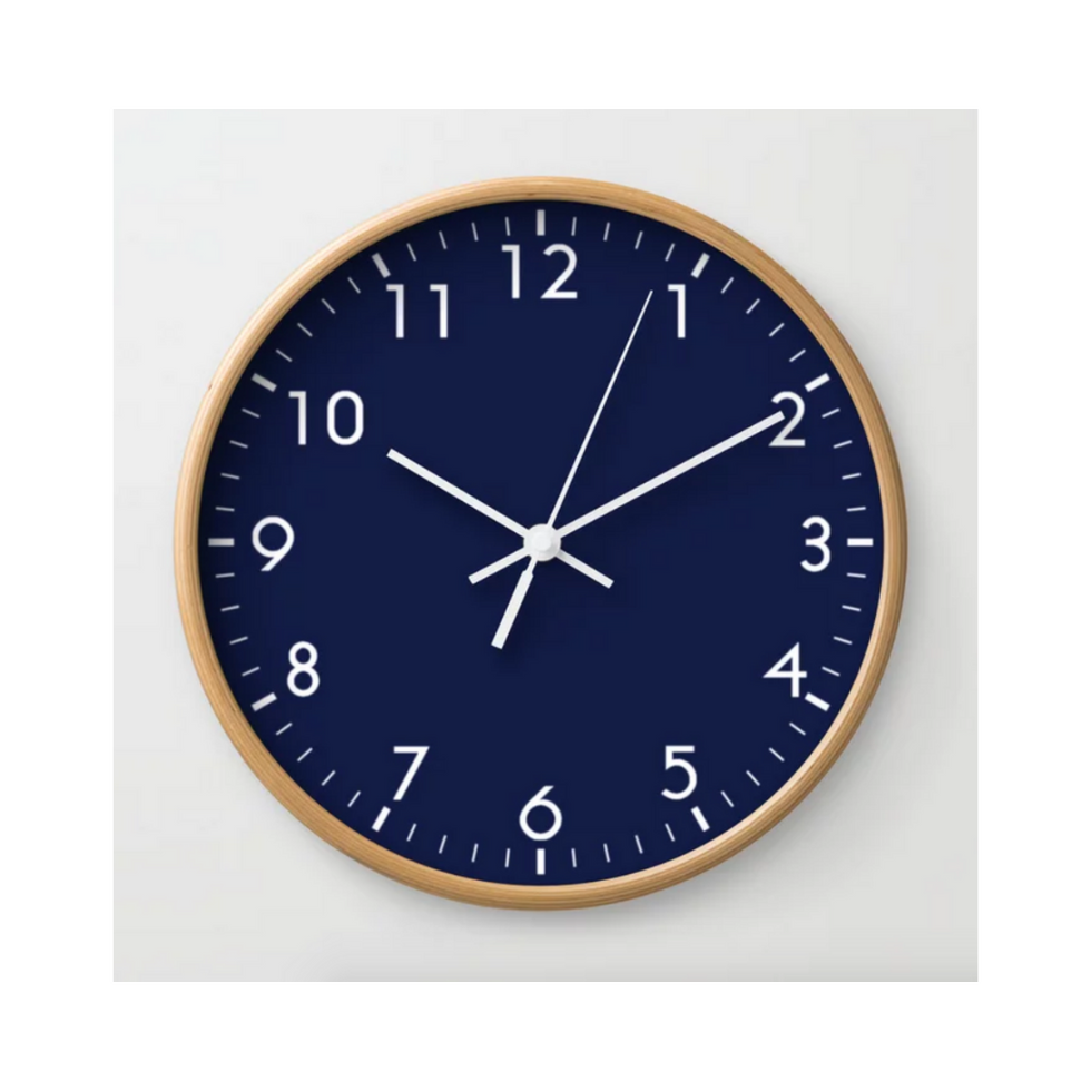Navy Blue Minimalist Wall Clock