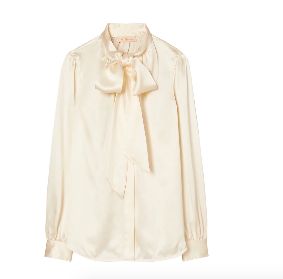 Tory Burch Silk Satin Bow Blouse